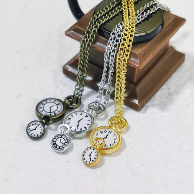 1:12 Dollhouse Miniature Fashion Mini Necklace Pocket Watch Doll Accessories