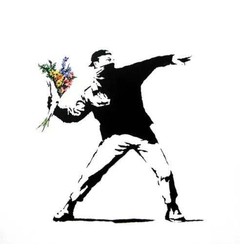 A4 Quality Banksy Art Photo Print (Flower Chucker)