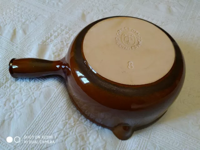 Ancien Poëlon /Casserole Grès Digoin N°8 France Antiquités 3