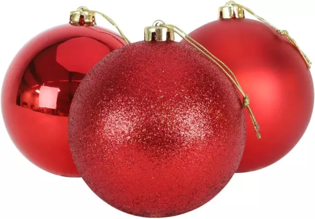 3pcs Christmas Baubles Tree Ornaments Red Balls Xmas Hanging Decoration 15cm