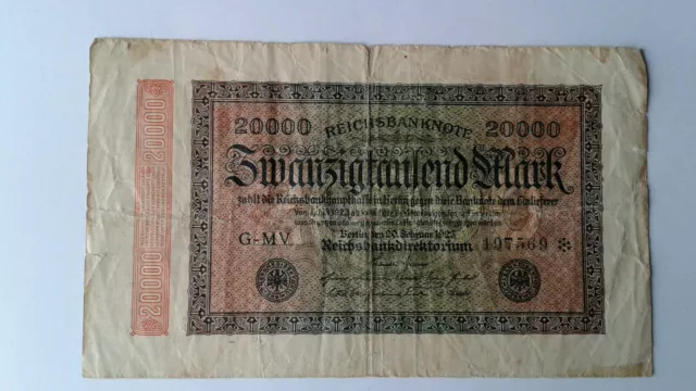 Reichsbanknote Zwanzigtausend Mark (20000) vom 20. Februar 2023