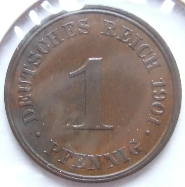 Münze Deutsches Reich Kaiserreich 1 Pfennig 1901 J in Vorzüglich