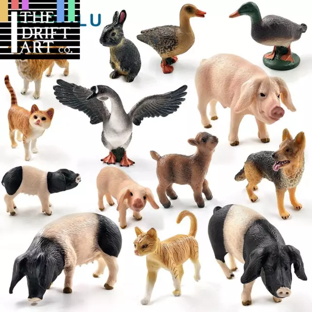 1pc Pig Cat Dog Rabbit Goat Sheep Duck Animal Miniature Art Toy Figure Doll