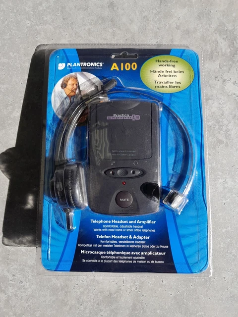 Hands Free Telephone headset with microphone Amplifier Plantronics A100 NEW