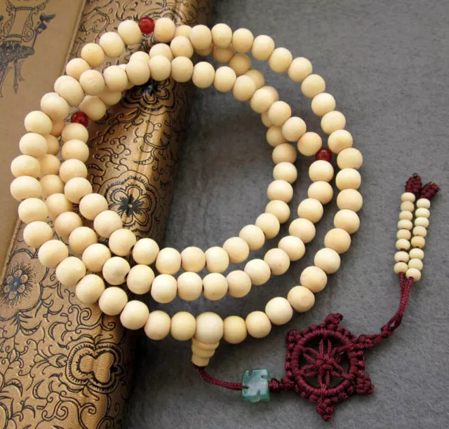 108 Prayer Beads Tibet Buddhist Wood Mala Necklace