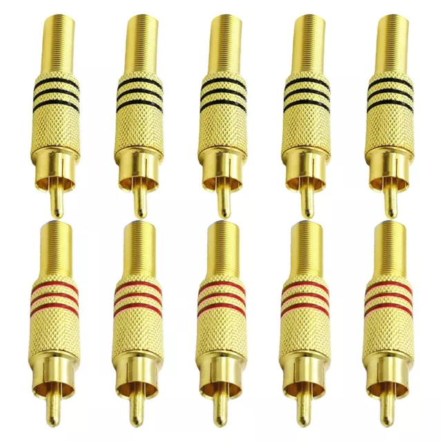 10x Audio und Video Stecker mit vergoldetem Löt RCA Stecker für hohe Qualität 3