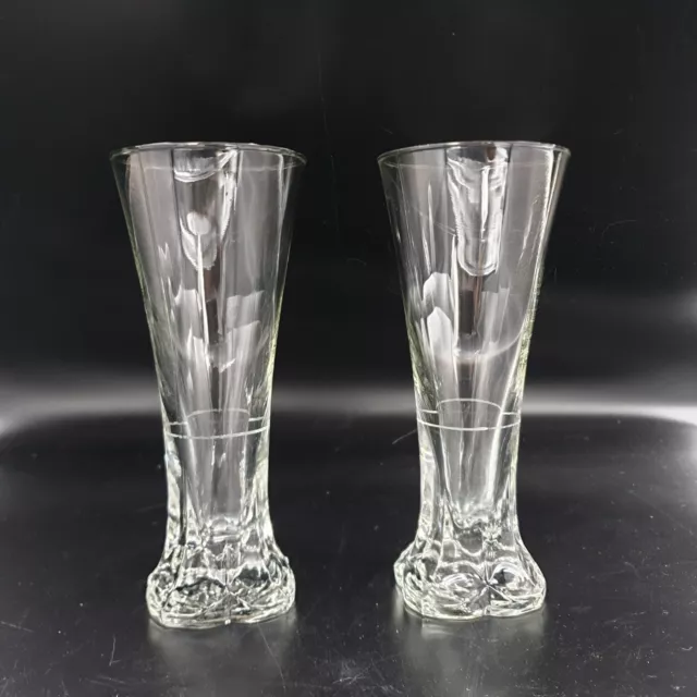 2 BEAUX ANCIENS VERRES A ABSINTHE AVEC DOSE VERRE MOULE PIED PETALES DEB XXe