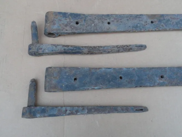 Pair of 4 ft Barn Door Gate Strap Hinges w/ Pintles Antique Hand Forged Nice One 9