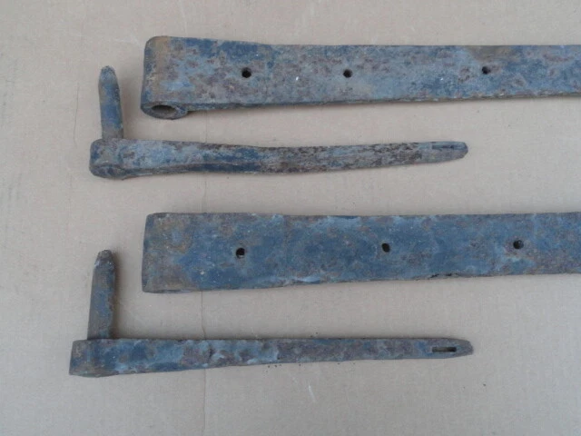 Pair of 4 ft Barn Door Gate Strap Hinges w/ Pintles Antique Hand Forged Nice One 9
