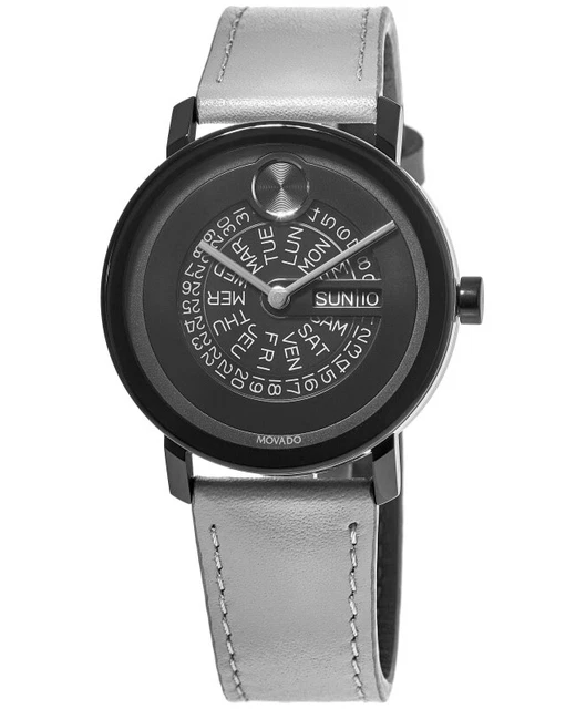 New Movado Bold Evolution Black Dial Leather Strap Men's Watch 3600782