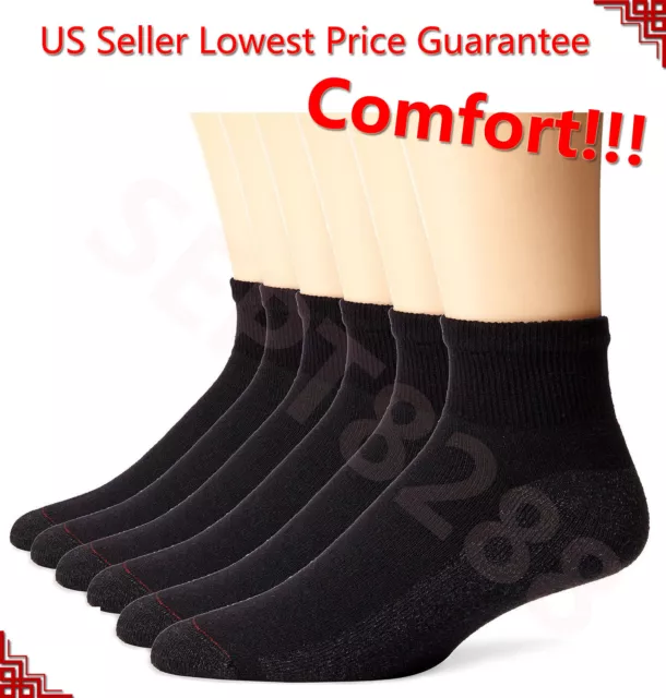 New 12 Pairs Ankle/Quarter Crew Mens Socks Cotton Low Cut 9-11 10-13 LOT BLACK