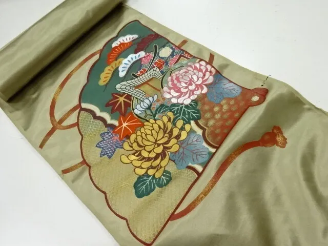 11201# Japanese Kimono / Obigawa For Chuya Obi / Carriage & Pine