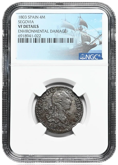 SPANISH COLONIAL ERA. Charles IV, 4 Maravedis, 1803, Segovia, NGC VF ...