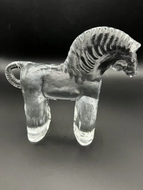 Kosta Boda Art Glass Horse by Bertil Vallien Zoo Series Sweden Paperweight 1970s