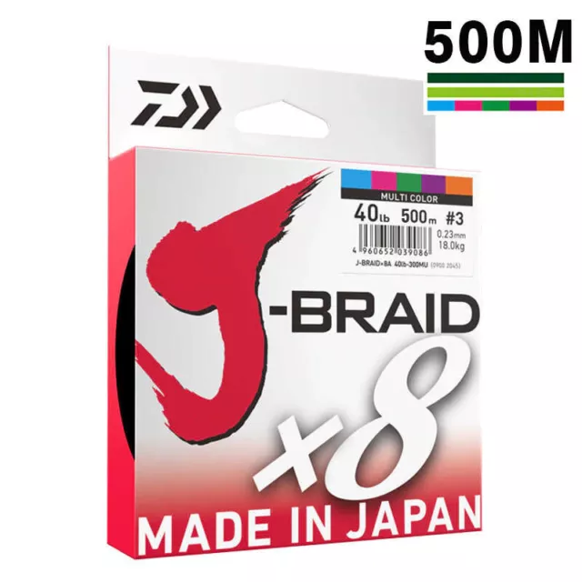 Brand New - Daiwa J Braid x8 500m Multi-Coloured Braided Fishing Line J-Braid