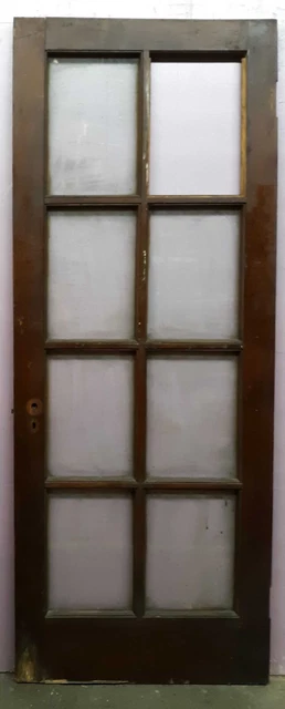 30x80"x1.75" Antique Vintage Old Wood Wooden Exterior French Door Window Glass 2