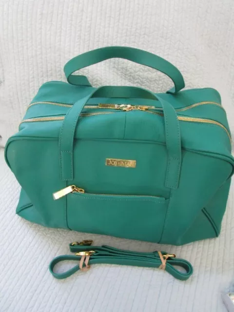 Joy Magnano & Iman Green Leather Carry On Luggage Bag Many Compartments New