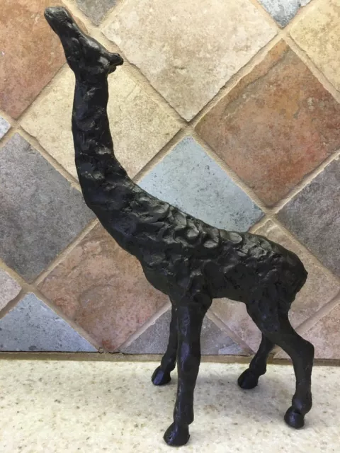 LARGE~Cast Iron~GIRAFFE STATUE~Door Stop~GIRAFFE WITH HEAD UP~12" X 9"