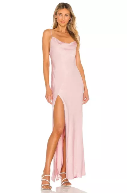 NEW RESA River Dress in Paris Pink Sand MAXI SATIN DRAPE SLIT SIZE S SMALL *PP