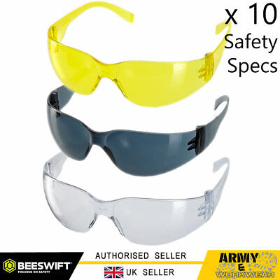 10 x Safety Specs Glasses Spectacles Click Traders Ancona 3 Lens Colours Adults