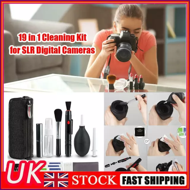 19 in1 Lens Cleaner Camera Cleaning DSLR Tool Kit For Canon Nikon SLR DV UK