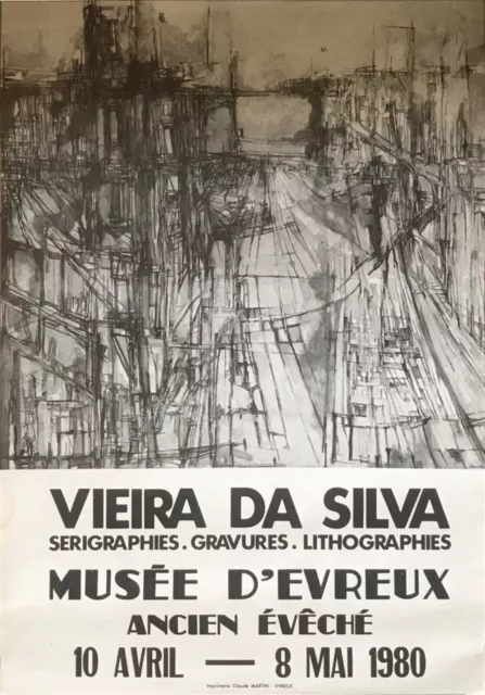 Vieira Da Silva Affiche Litho Exposition 1980 Serigraphie Gravure Lithographie