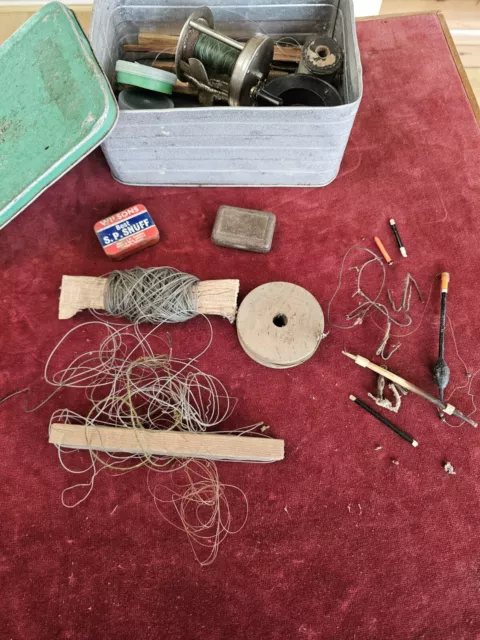 Vintage Fishing Tackle Multiplying Trout Spinning Reel Kalamazoo & Tin Of Bits