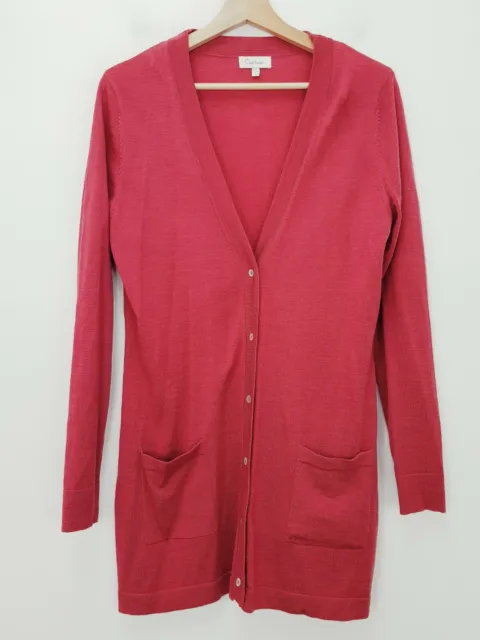 [ CAPTURE ] Womens Pure Merino Wool Berry Pink Cardigan | Size S or AU 10