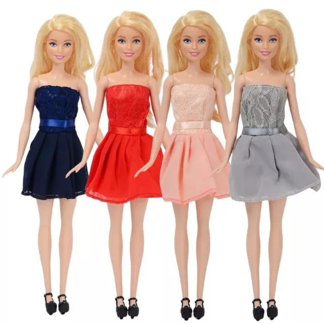 Barbie Doll sized Cloth/Accessory@4 pcs dresses@Fashion.Xmas Gift-Popular.Pretty
