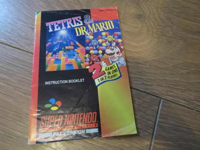 Tetris E Dr Mario (super nintendo) Snes Manuale Pal