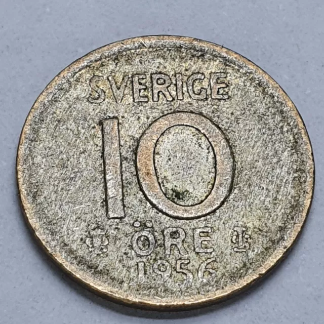 Sweden 10 Öre 10 Ore 1956 Silver Coin 03474