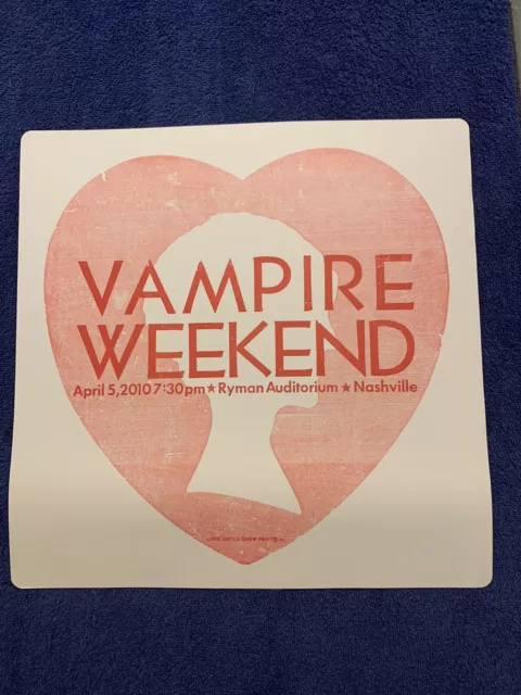 VAMPIRE WEEKEND 4/05/2010 Ryman Auditorium HATCH SHOW PRINT Poster Nashville, Tn