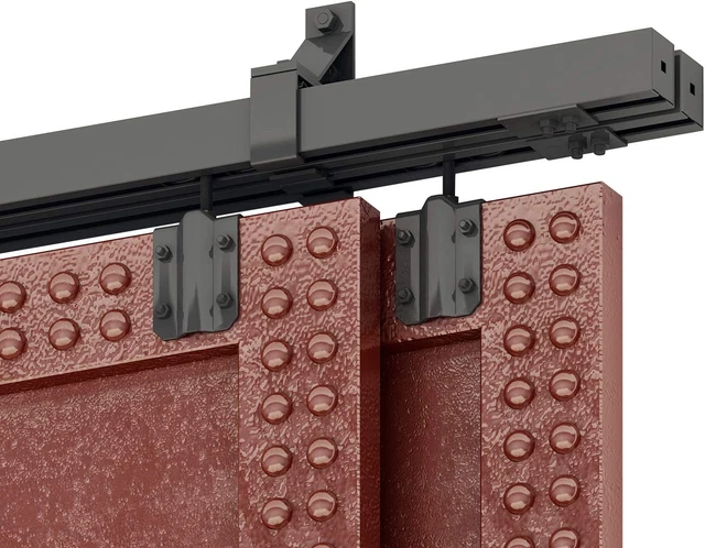 5FT Box Rail Heavy Duty Bypass Barn Hardware Black Box Track Exterior Sliding Ba