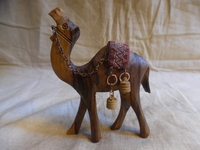 Vintage Mini Camel Carved Wood