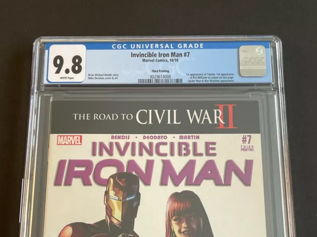 INVINCIBLE IRON MAN #7 (Marvel 2016) CGC 9.8, 3rd print, 1st cameo Riri Williams 2