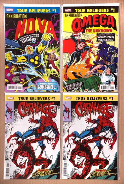True Believers Absolute Carnage, Annihilation Nova, Omega The Unknown, Reprints