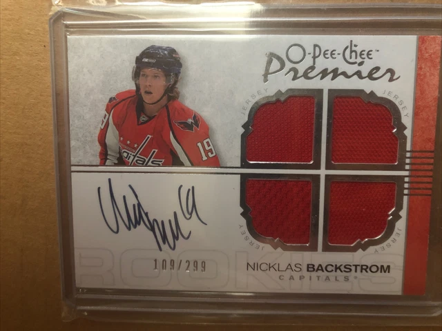 2007-08 O-Pee-Chee Premier Hockey Nicklas Backstrom Quad Jersey Auto #’d 109/299
