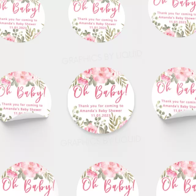 24 35 Custom Personalised Stickers Baby Shower Sticker Favour Bag Seal Gift