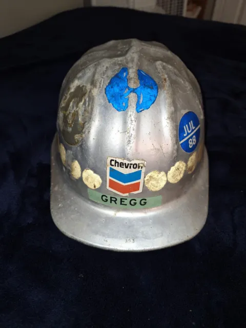 Vintage Chevron Oil B.F. McDonald Co.   Aluminum Hard Hat no Liner