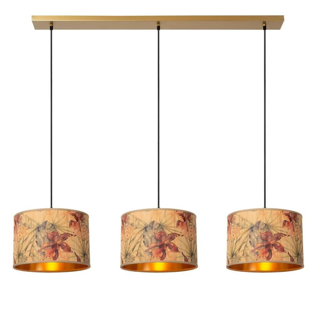 Lámpara colgante Tanselle multicolor y latón E27 3 llamas