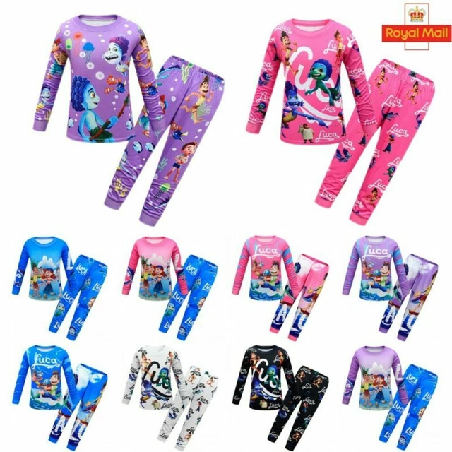 Boys Girls Kids Luca Long Sleeve Pyjamas Sea Monster T-shirt Pants Set Sleepwear