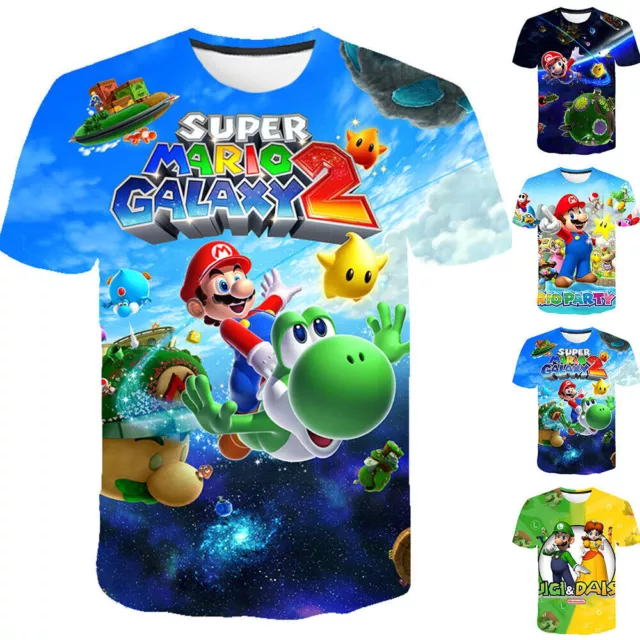Kid Boy Girl Super Mario Printed Short Sleeve Tee T Shirt Tops Summer Pullover