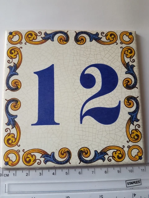 Vintage Ceramic Tiles House Number 12