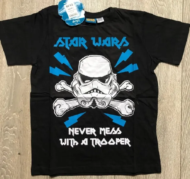 Boys Star Wars Storm Trooper Disney  t shirt top Age 7 8 9 10 years Black NEW