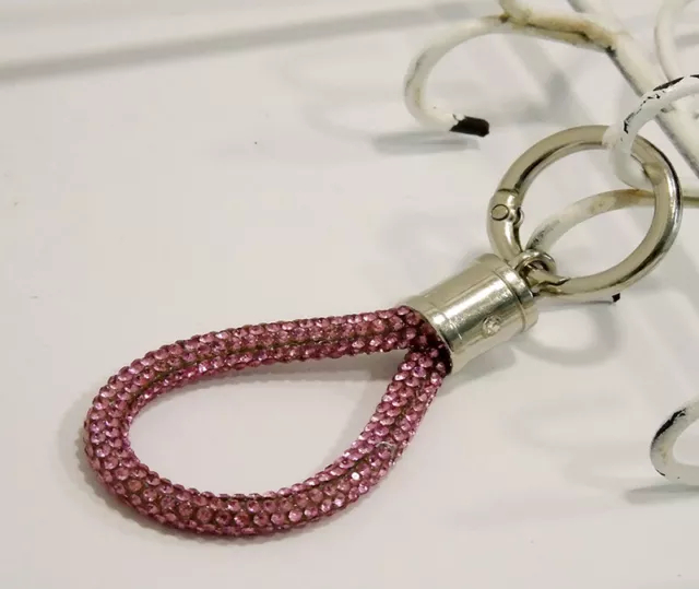 Llavero MINI ROSA / rosa, rosa / plata // 14 cm // cordón brillante