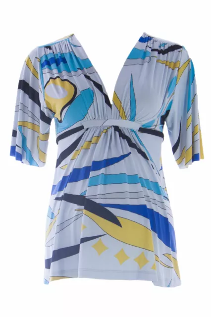 OLIAN Maternity Women's Sky Blue Abstract Print Short Sleeve Tunic XS $120 NWT