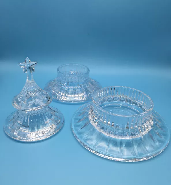 Gorham Crystal Glass 3 Tier Christmas Tree Candy Dish Bowl 9.5” x 7” 2