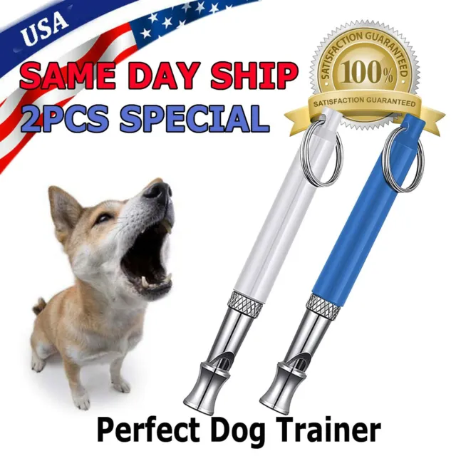 2X Dog Training WHISTLE UltraSonic Obedience Stop Barking Pet Sound PitchBlack