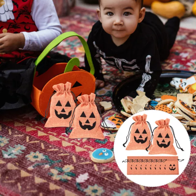 50pcs citrouille cordon sac décoratif Halloween sur le thème bonbons pochette