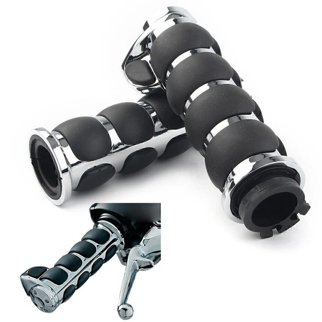 1" Chrome Handle Bar Hand Grips For Harley Touring Road King FLHR Motorcycle cl